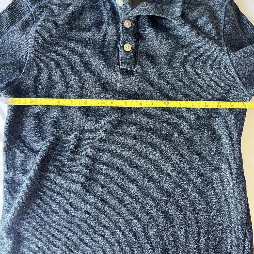 Van Heusen Blue Long‎ Sleeve 3 Button Placket Henley Sweater Small Pullover